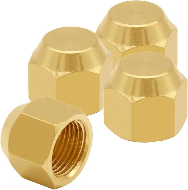 Uenede 4PCS Brass 5/16 Flare Female Cap, 5/16" Tube OD SAE 45 Degree Plug Gas Adapter Pipe Fitting - Image 1